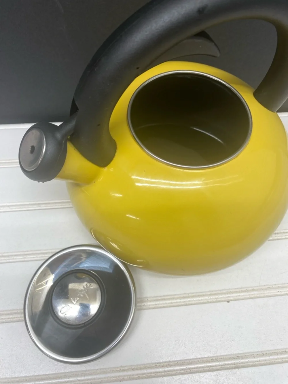 Sur La Table Yellow Round Stovetop Kettle